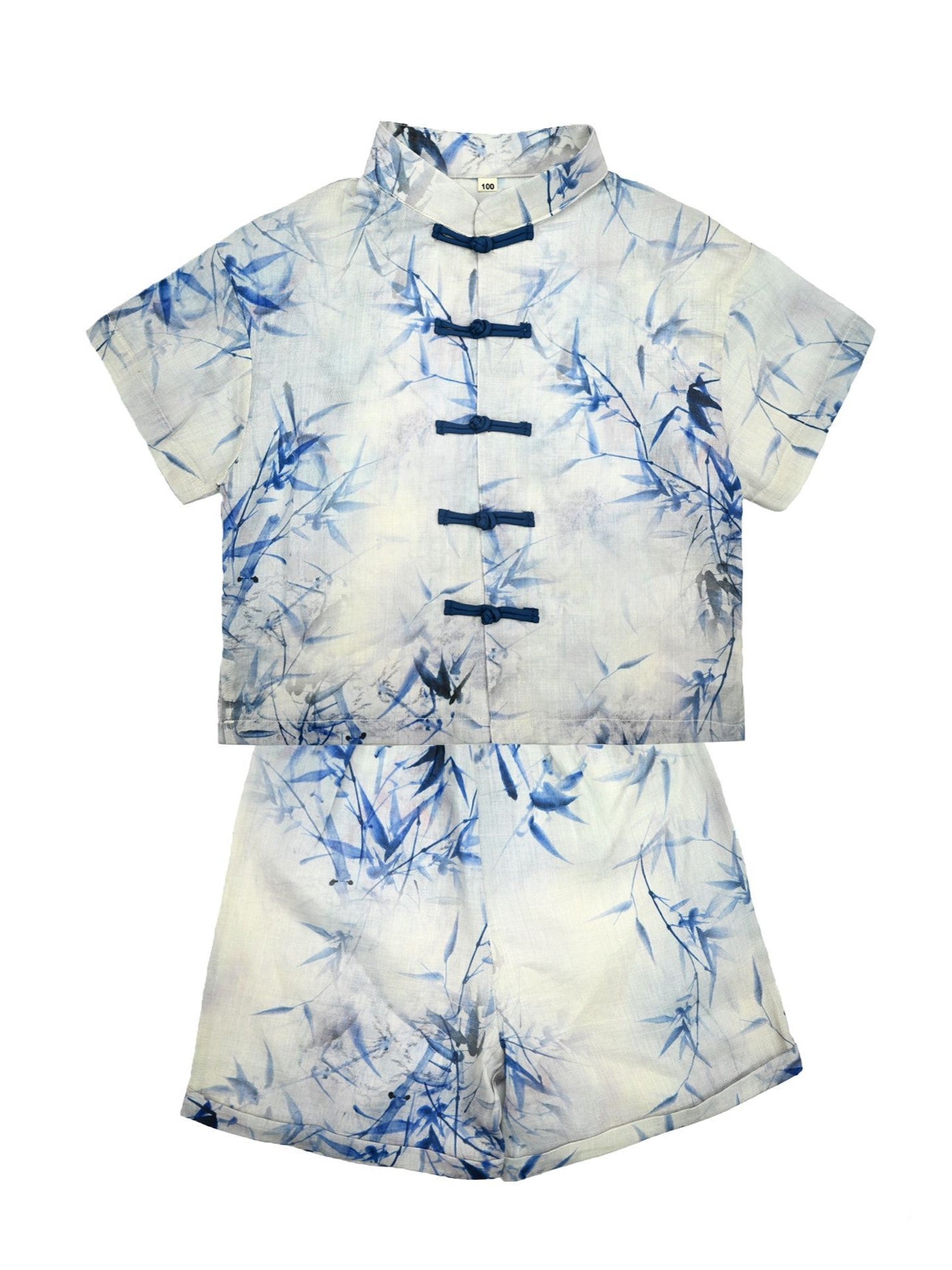 Boys Chinese Ink Bamboo Cheongsam Set (Top & Shorts)