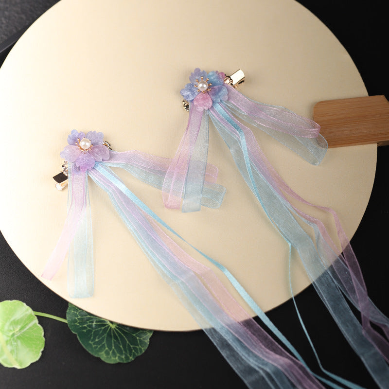 Chinese Style Glass Flower Hair Clips