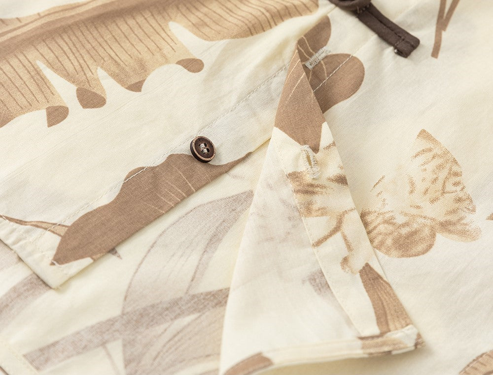 Boys Brown Cheongsam Set (Top & Shorts)