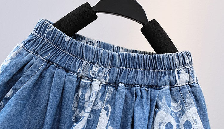 Boys Chinese Dragon Denim Cheongsam Set (Top & Shorts)