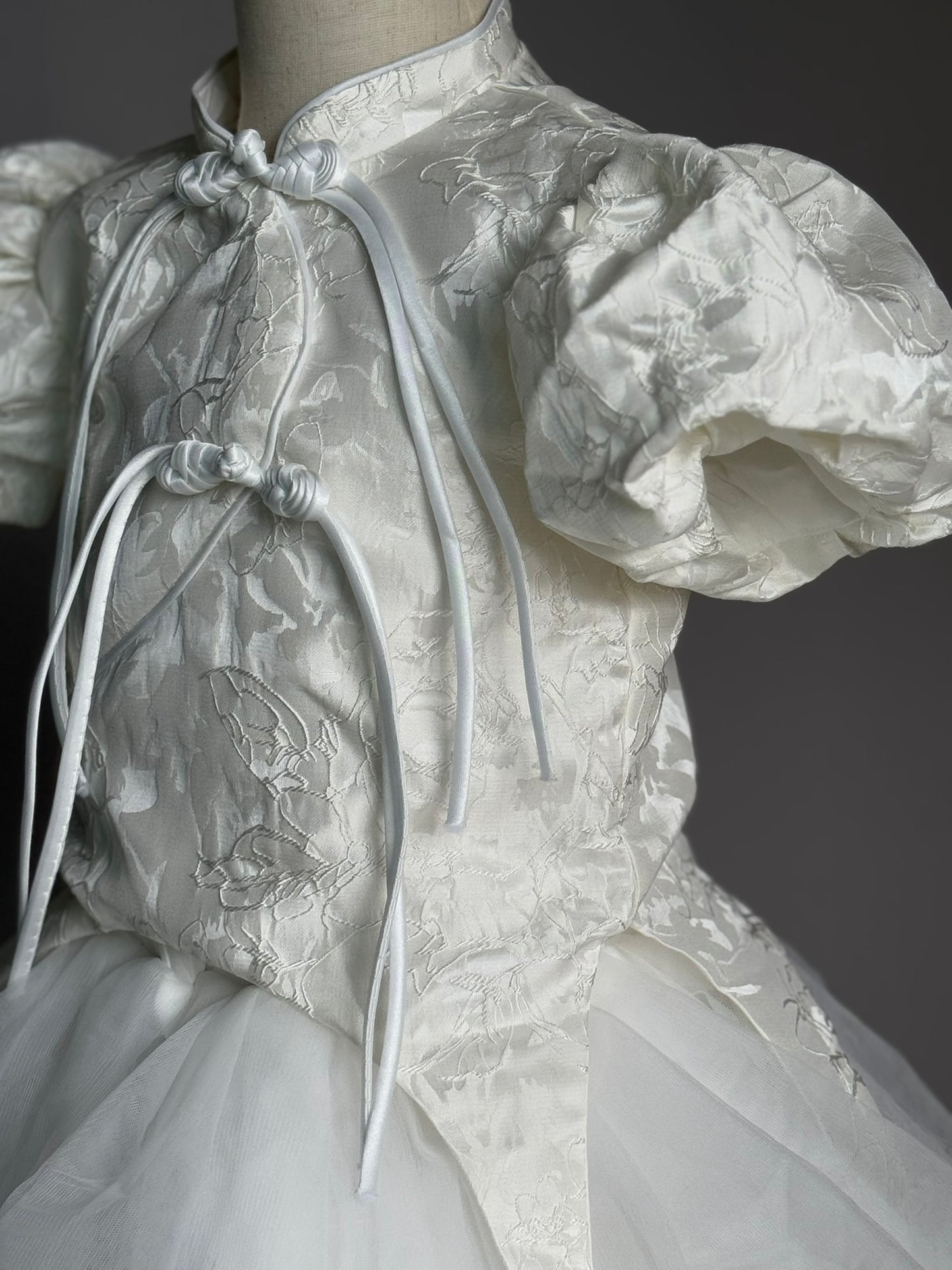 Girls White Cheongsam Top & Tulle Skirt