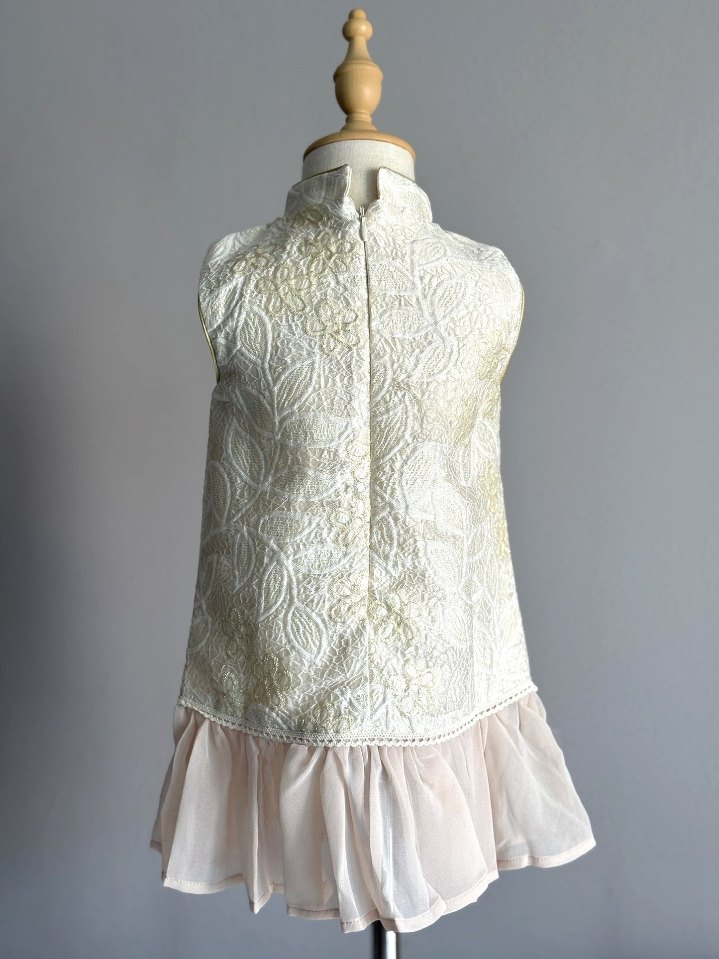 Girls Gold Sleeveless Cheongsam Dress