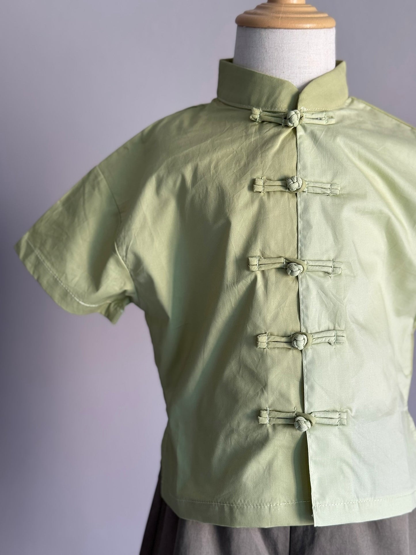Boys Green Cheongsam Set (Top & Shorts)