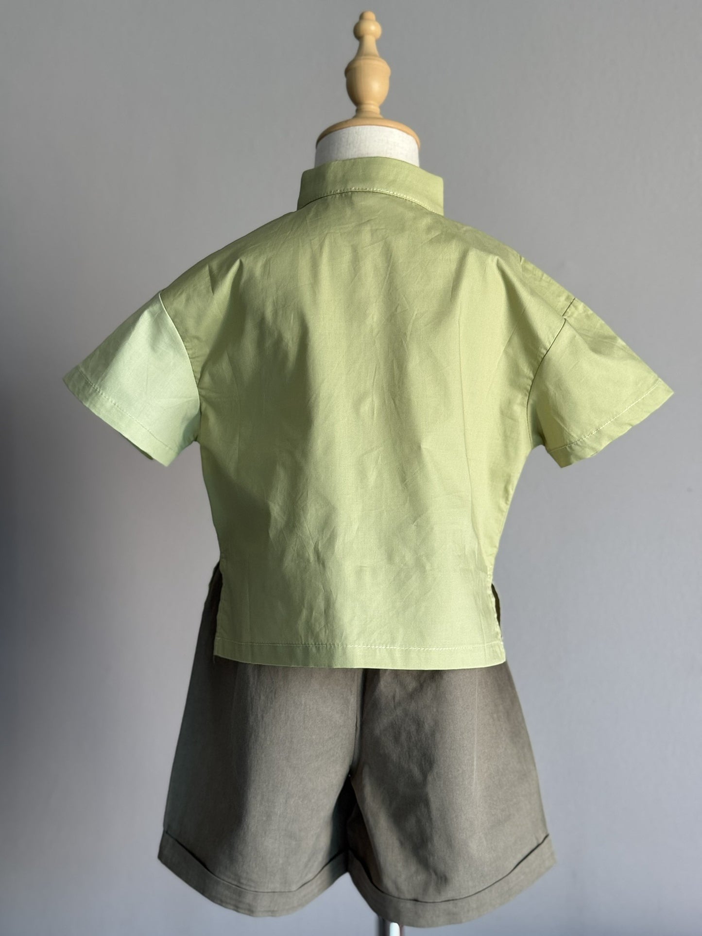 Boys Green Cheongsam Set (Top & Shorts)