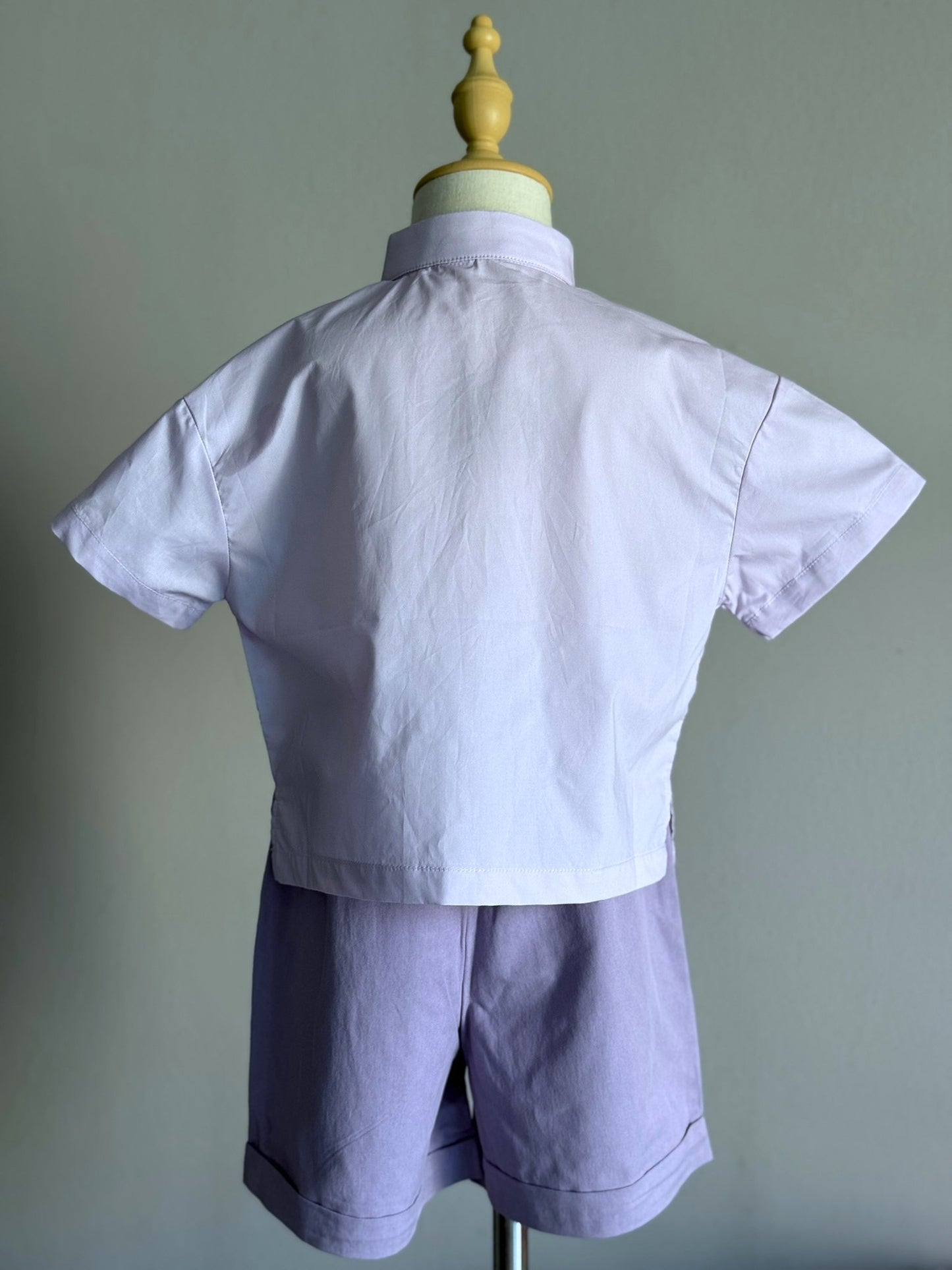 Boys Purple Cheongsam Set (Top & Shorts)
