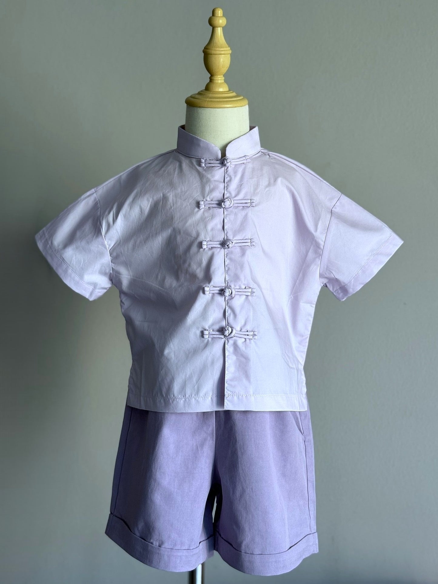 Boys Purple Cheongsam Set (Top & Shorts)
