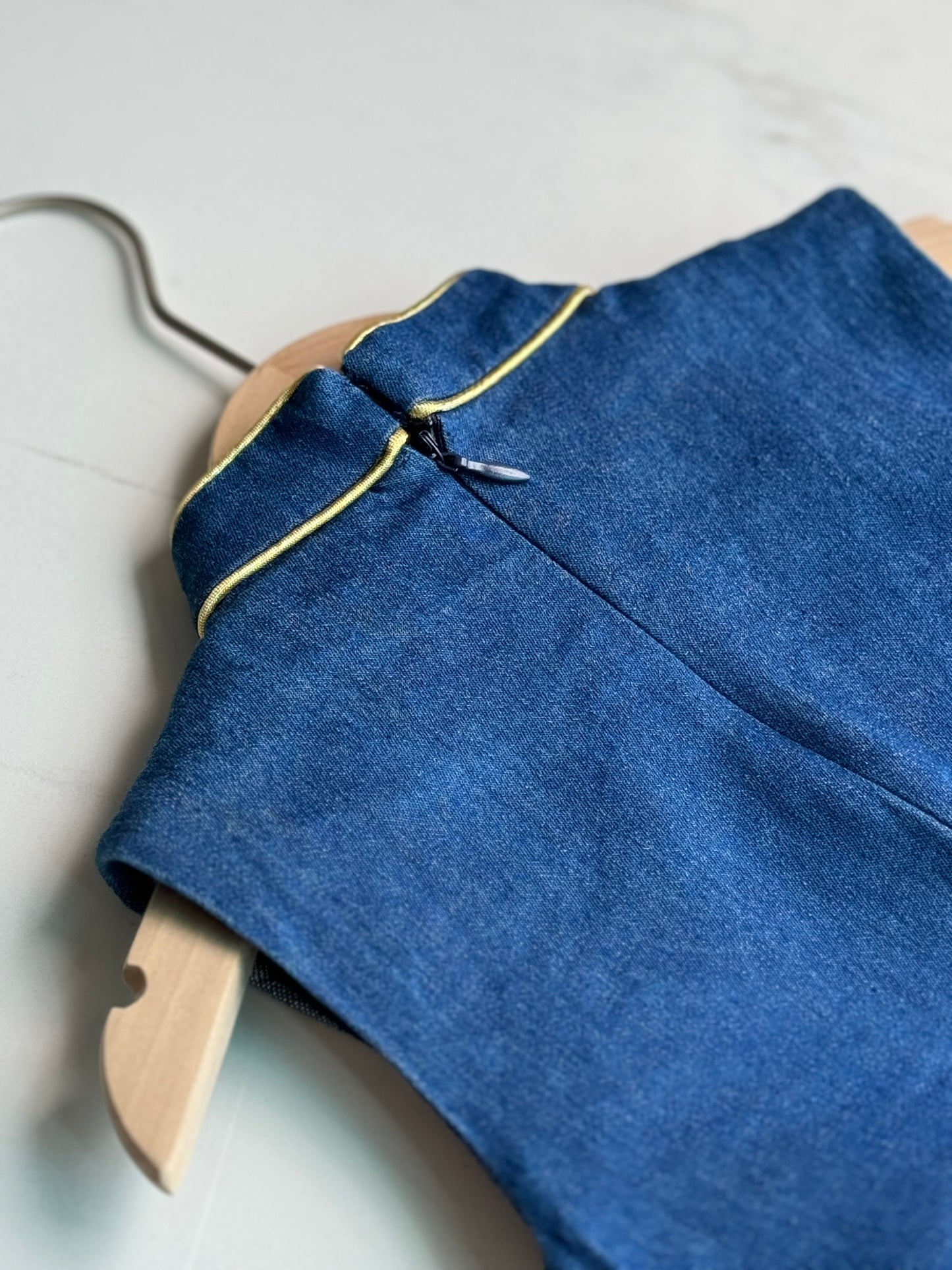 Girls Denim Sleeveless Cheongsam Dress