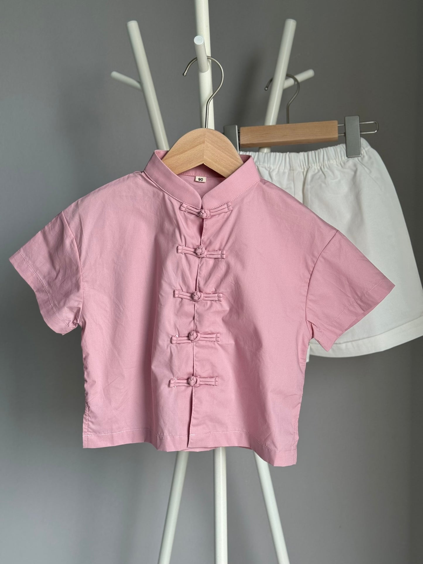 Boys Pink Cheongsam Set (Top & Shorts)