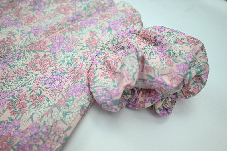 Girls Impatiens Pink Puff Sleeve Cheongsam Dress
