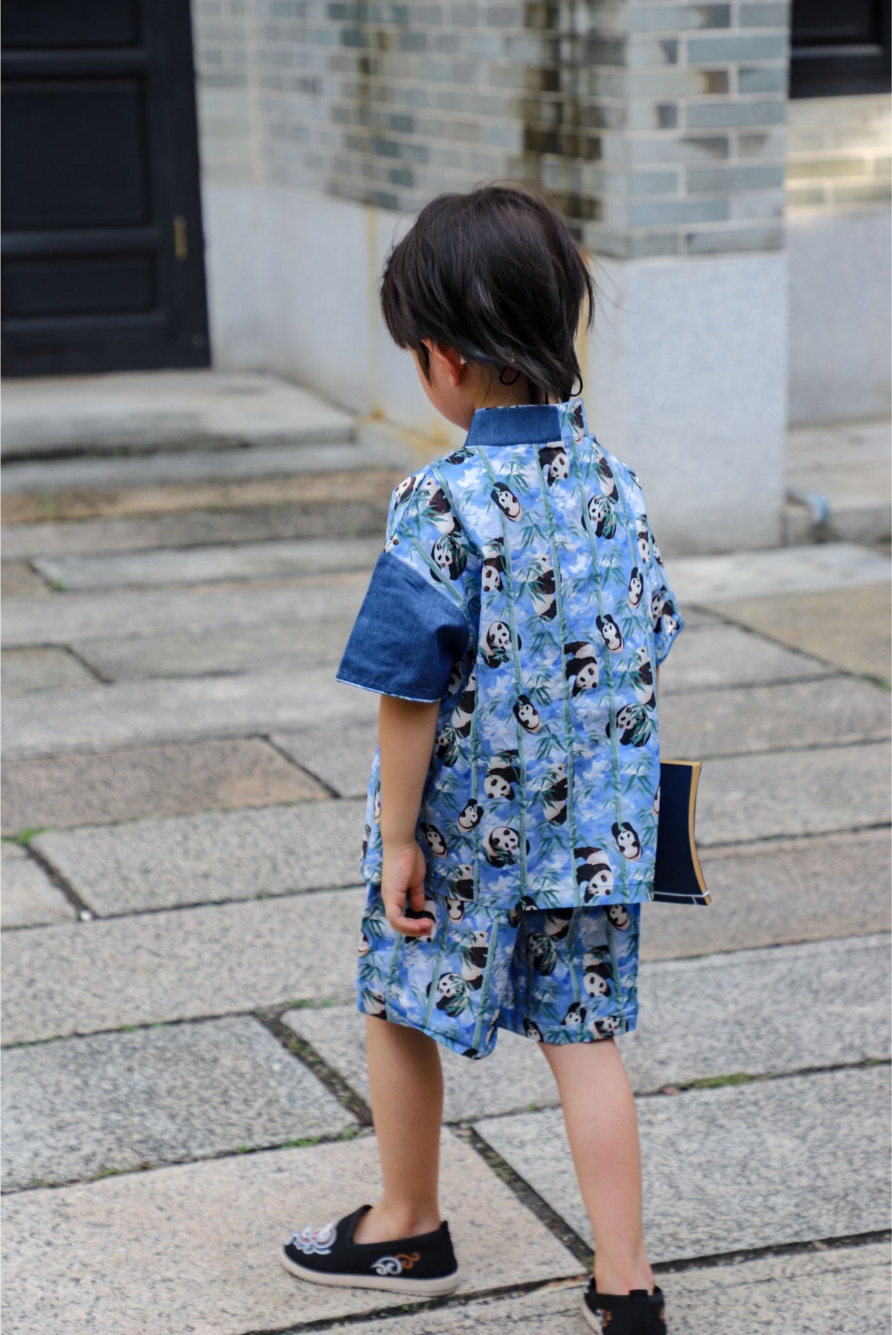 Boys Panda Cheongsam Set (Top & Shorts)
