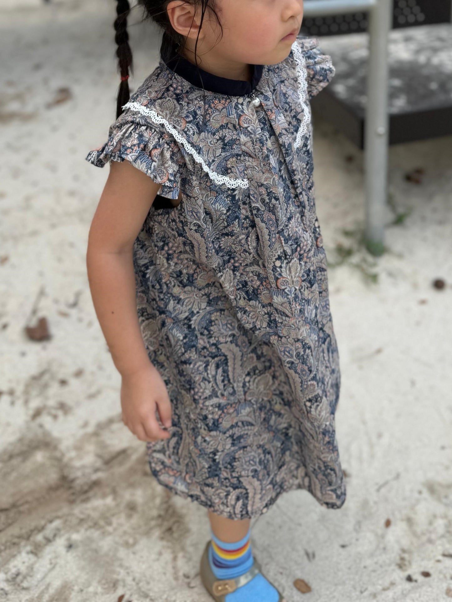 Girls Phoenix Tail Ruffle Sleeve Cheongsam Dress