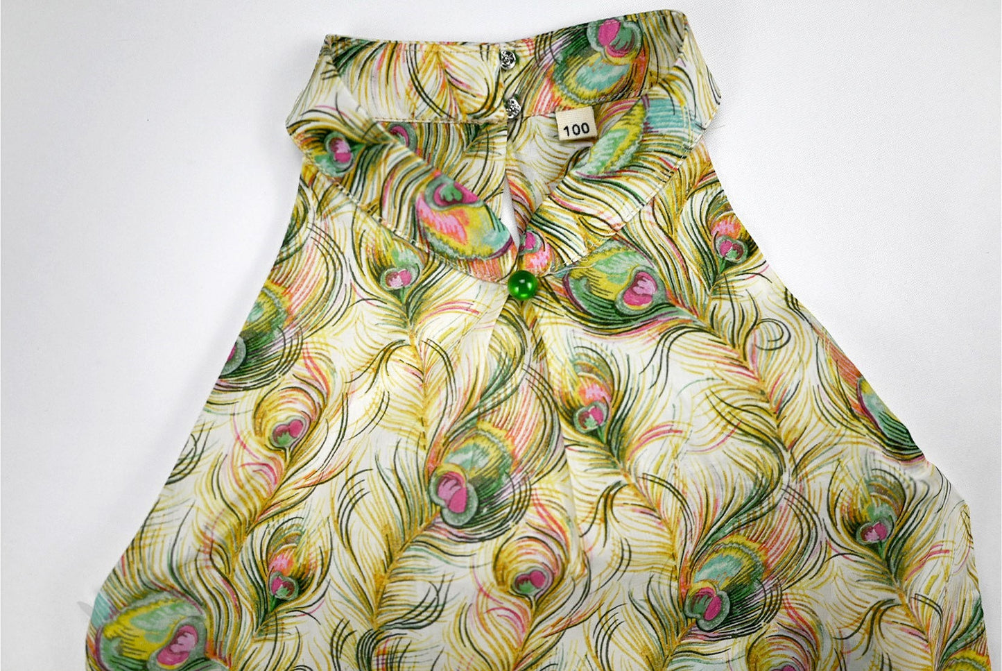 Girls Phoenix Feather Halter Cheongsam Dress
