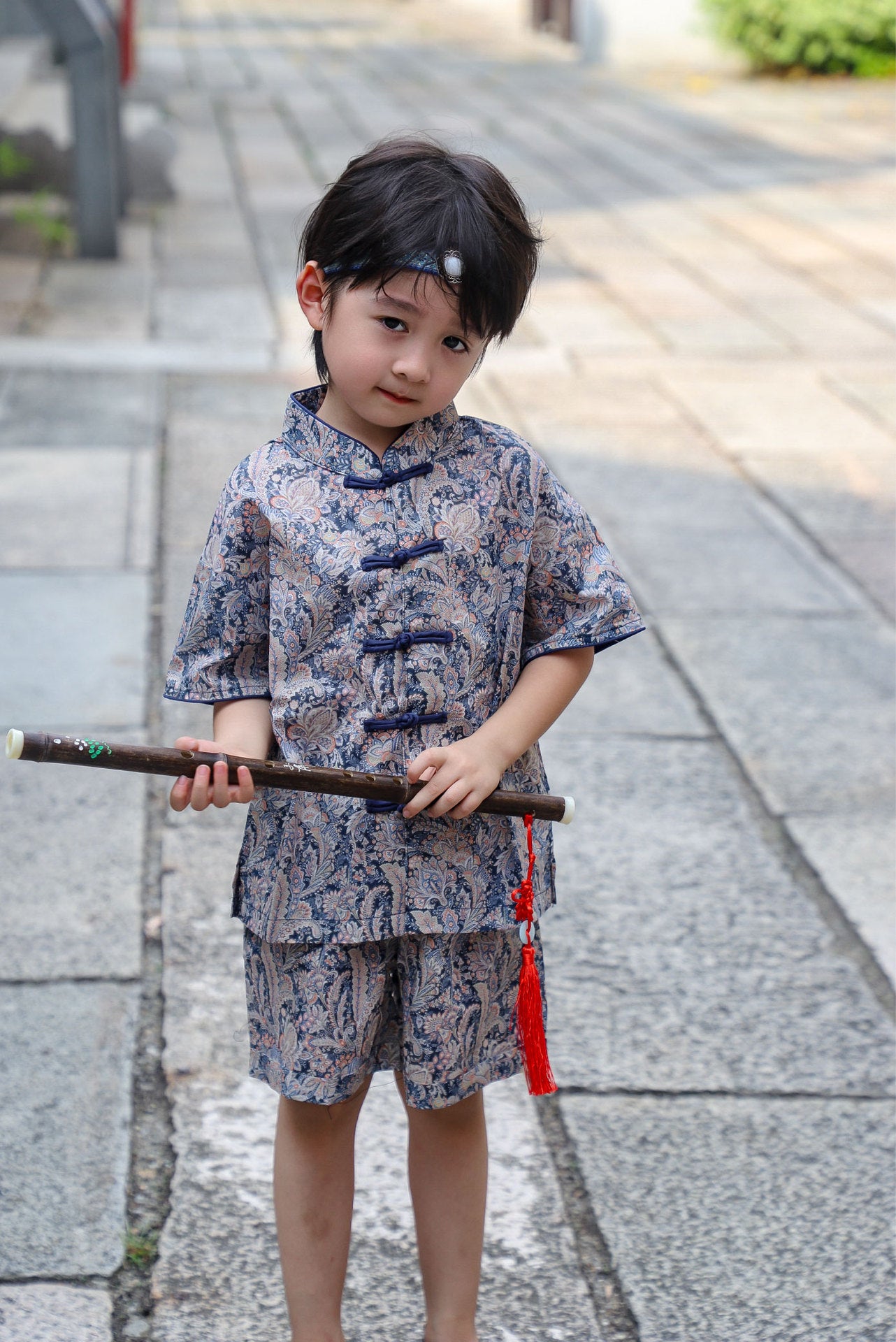 Boys Phoenix Tail Cheongsam Set (Top & Shorts)