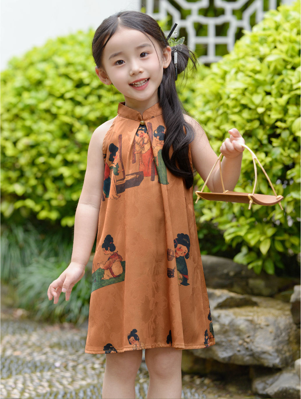 Girls Tang Dynasty Halter Cheongsam Dress