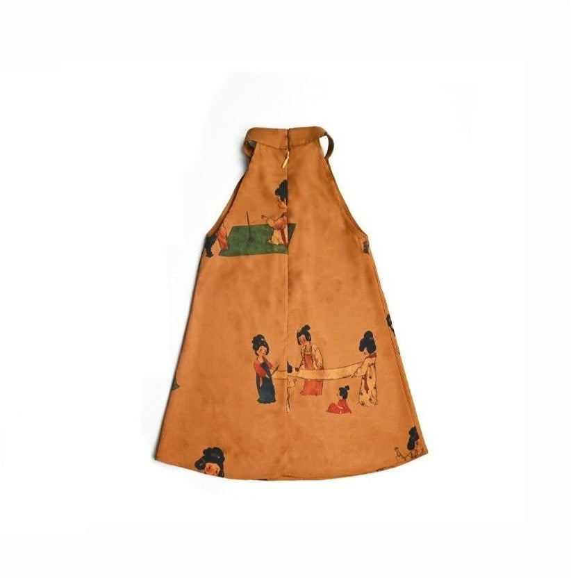 Women Tang Dynasty Halter Cheongsam