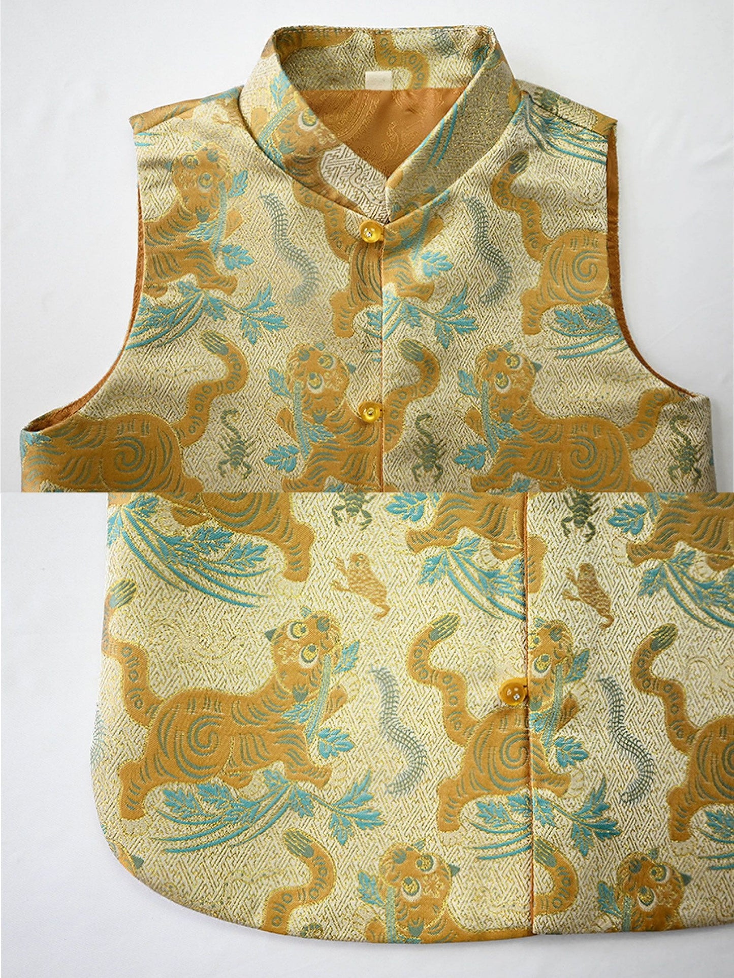 Girls Tiger Cheongsam Vest with Skirt