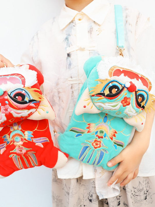Chinese New Year 3D Embroidered Awakening Lion Bag