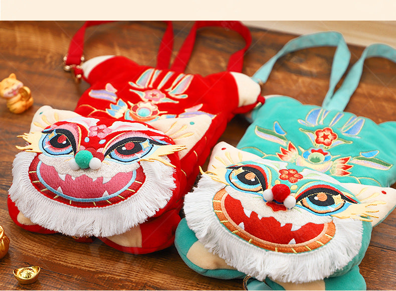 Chinese New Year 3D Embroidered Awakening Lion Bag