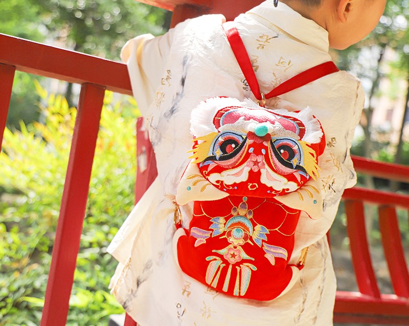 Chinese New Year 3D Embroidered Awakening Lion Bag