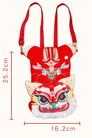 Chinese New Year 3D Embroidered Awakening Lion Bag