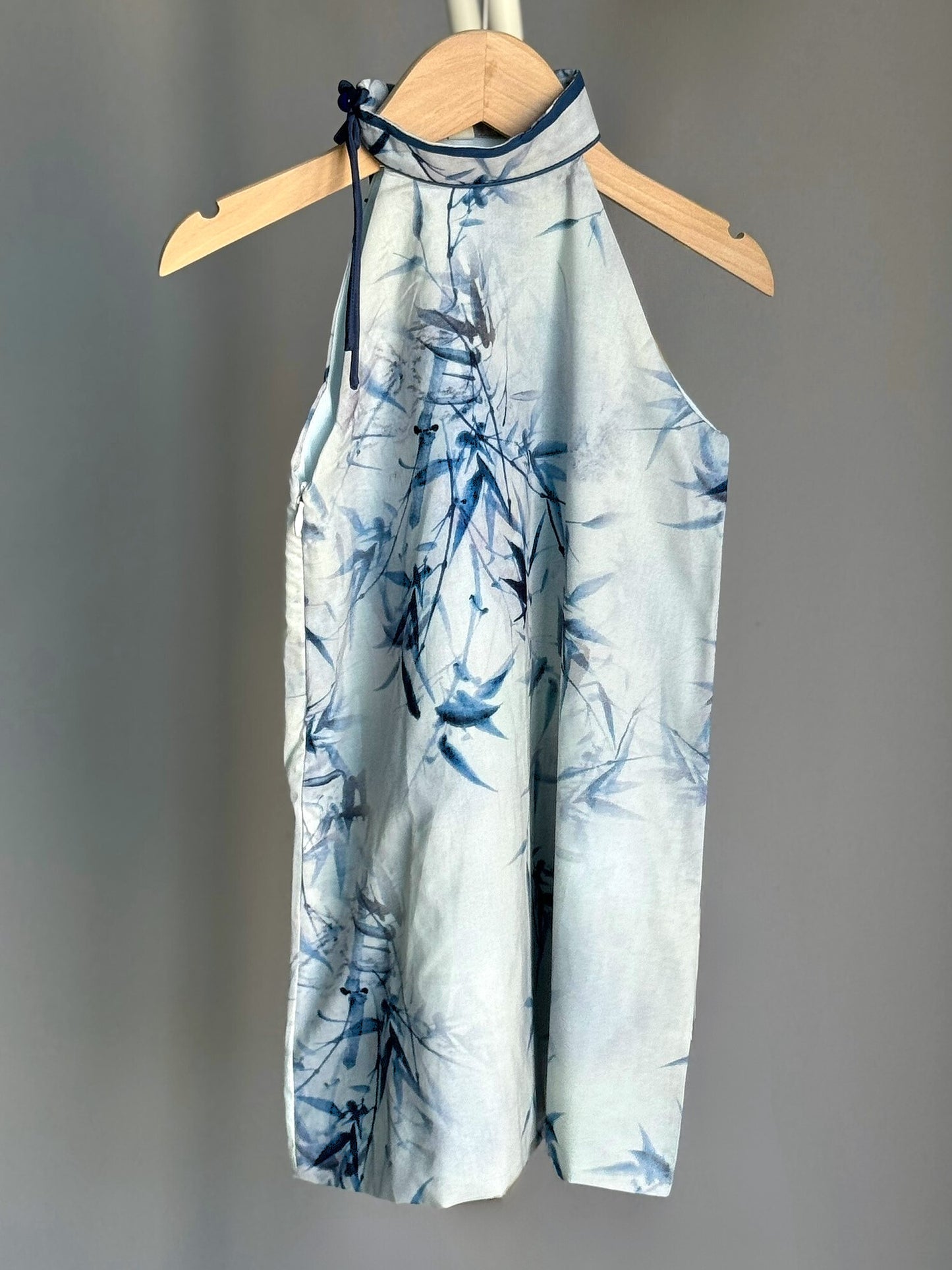 Girls Chinese Ink Bamboo Halter Cheongsam Dress