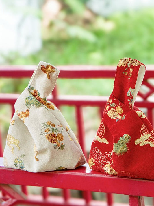 Chinese New Year Floral and Bird Knot Bag