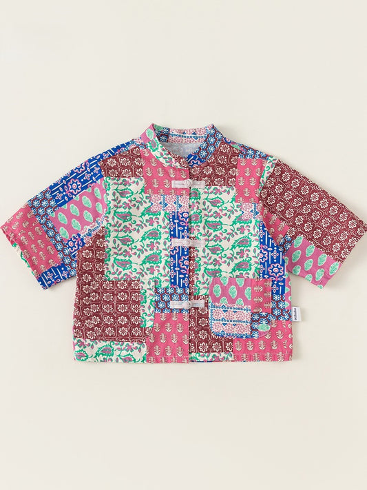 Boys Countryside Print Cheongsam Top