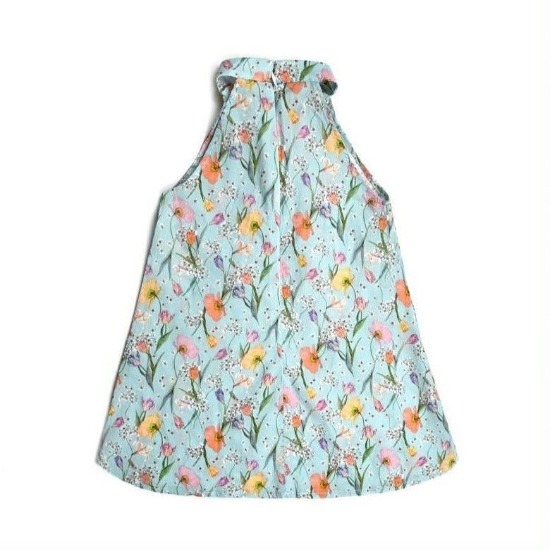 Girls Fresh Floral Print Halter Cheongsam Dress