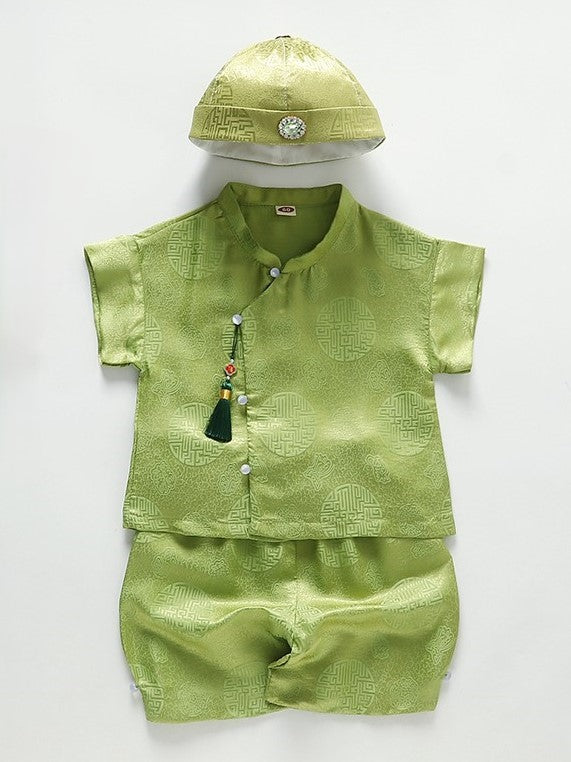 Baby Boy Fortune Cheongsam Set (Top, Shorts & Chinese Hat)