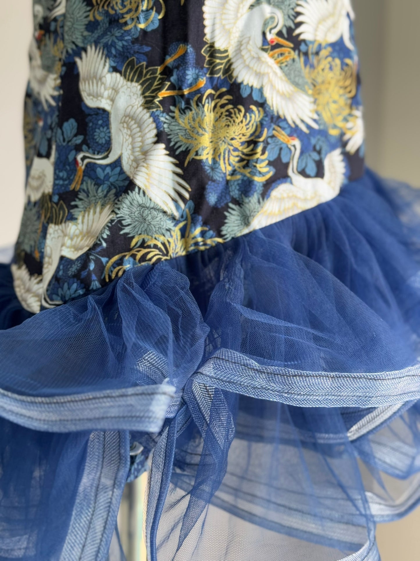 Girls Blue Cheongsam Wavy Dress