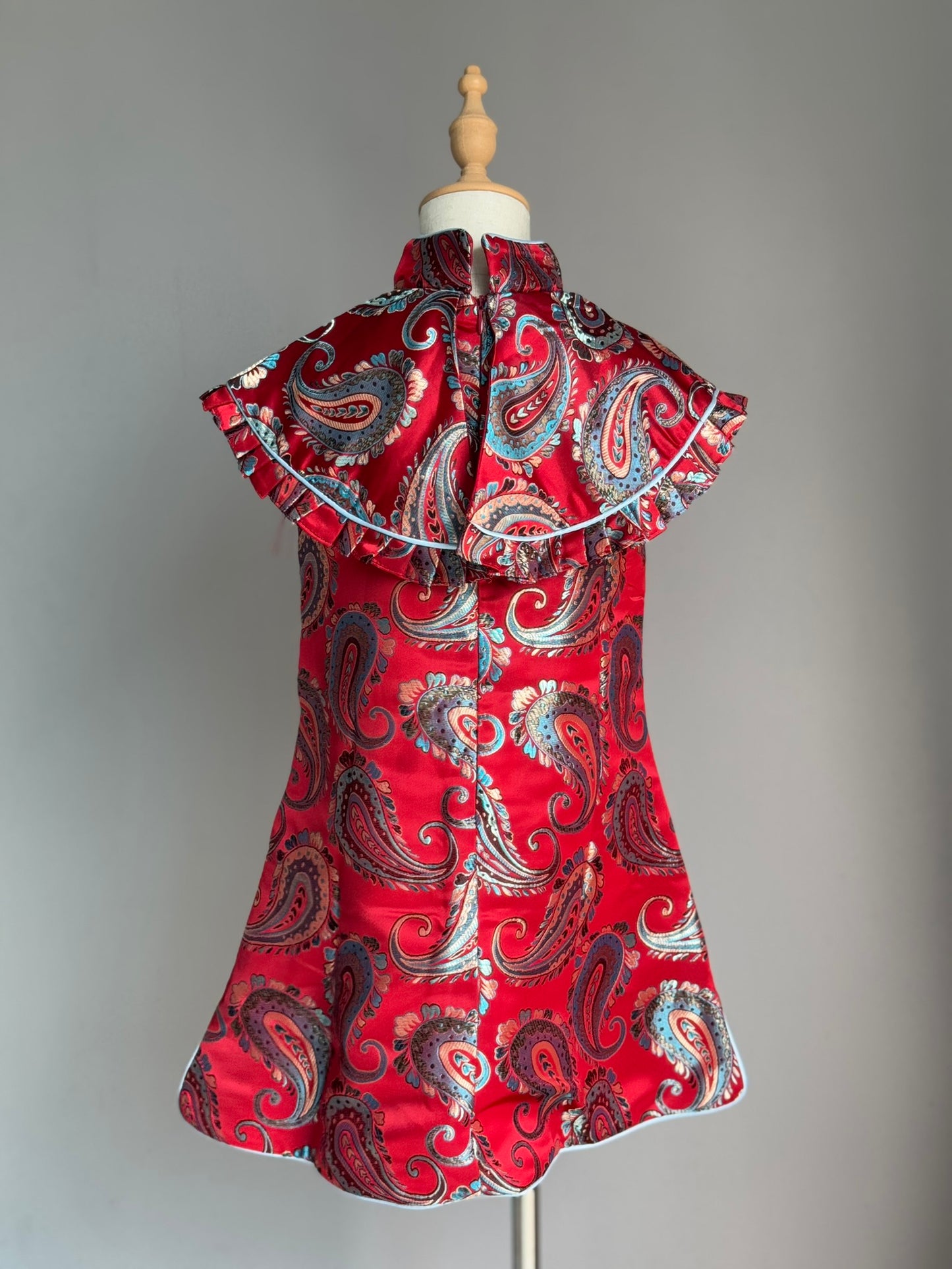 Girls Ripples Ruffle Cape Cheongsam Dress