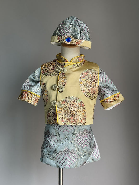 Boys Fortune Cheongsam with Vest & Chinese Hat