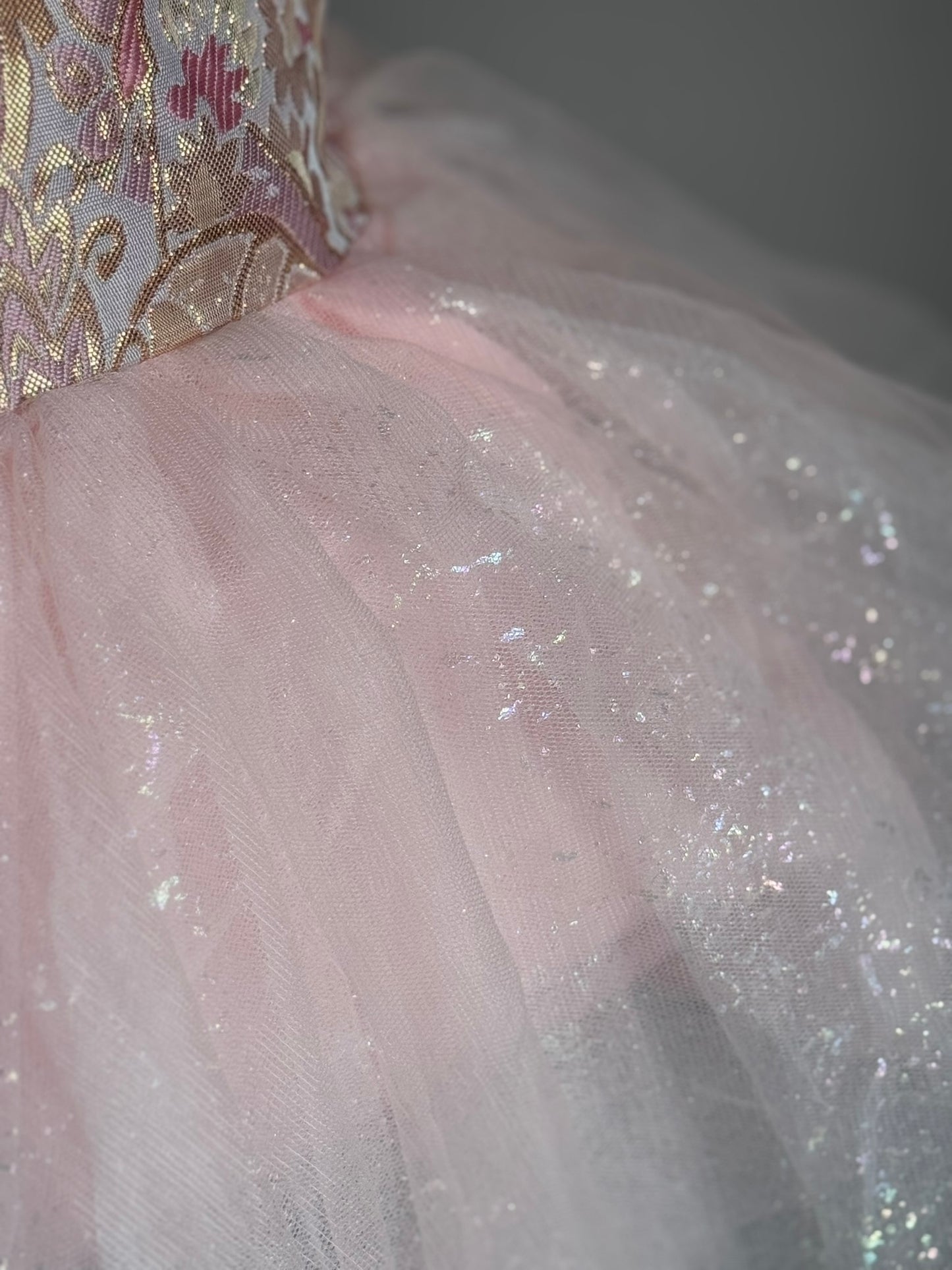 Girls Pink Flower Cheongsam Tulle Dress
