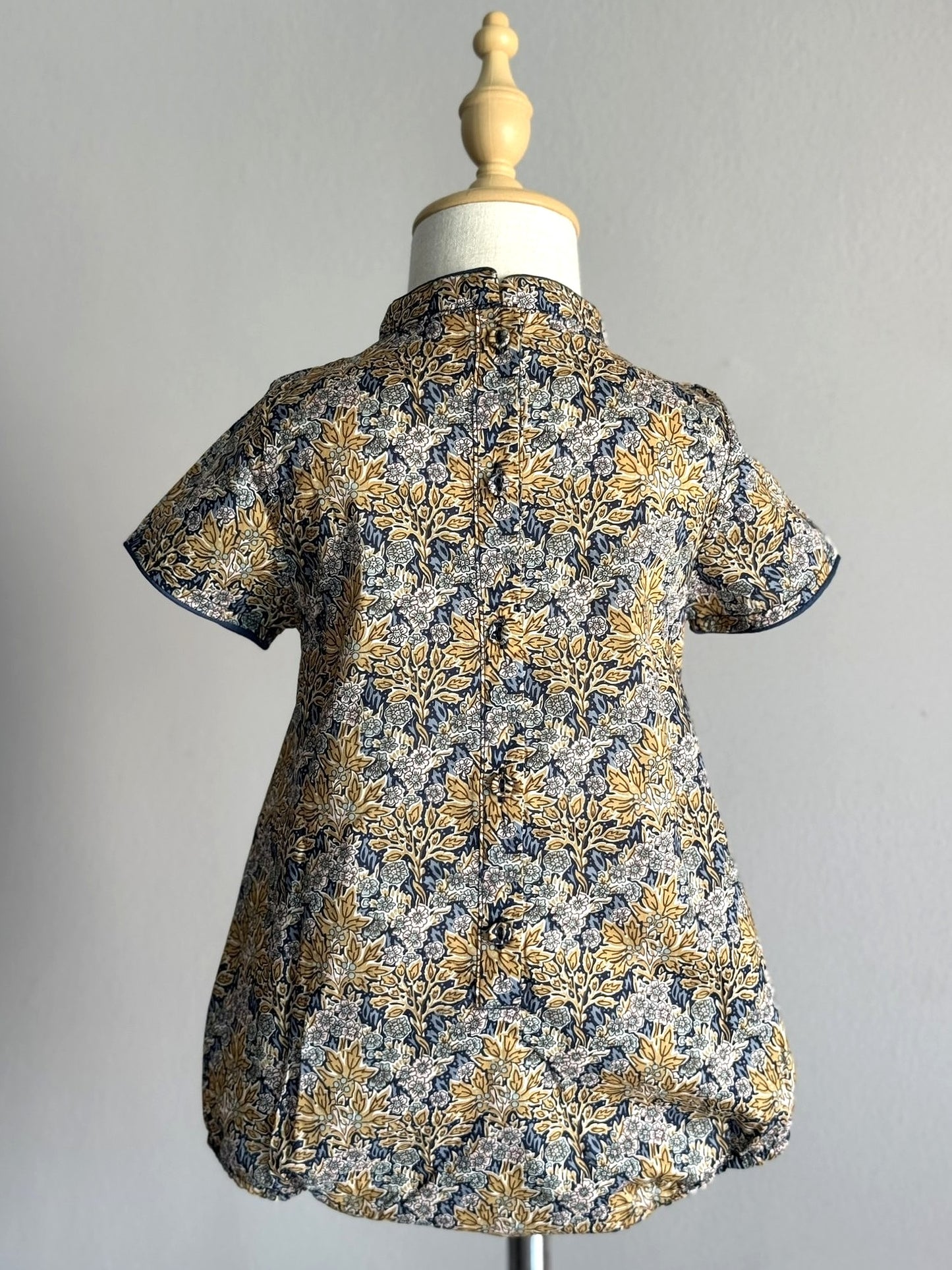 Baby Girl Turmeric Cheongsam Romper with Bow Hairclip