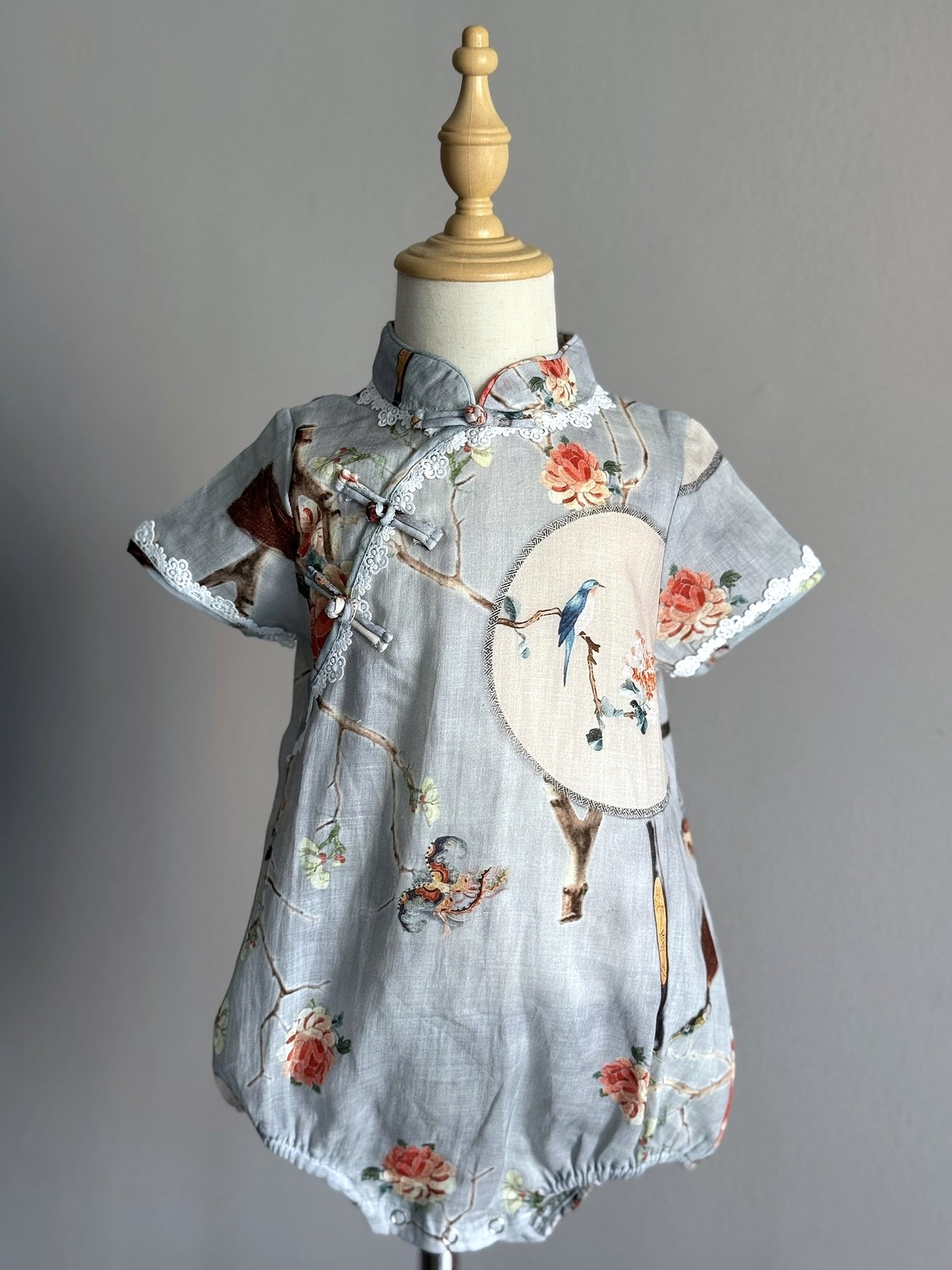 Baby Girl Round Fan Cheongsam Romper