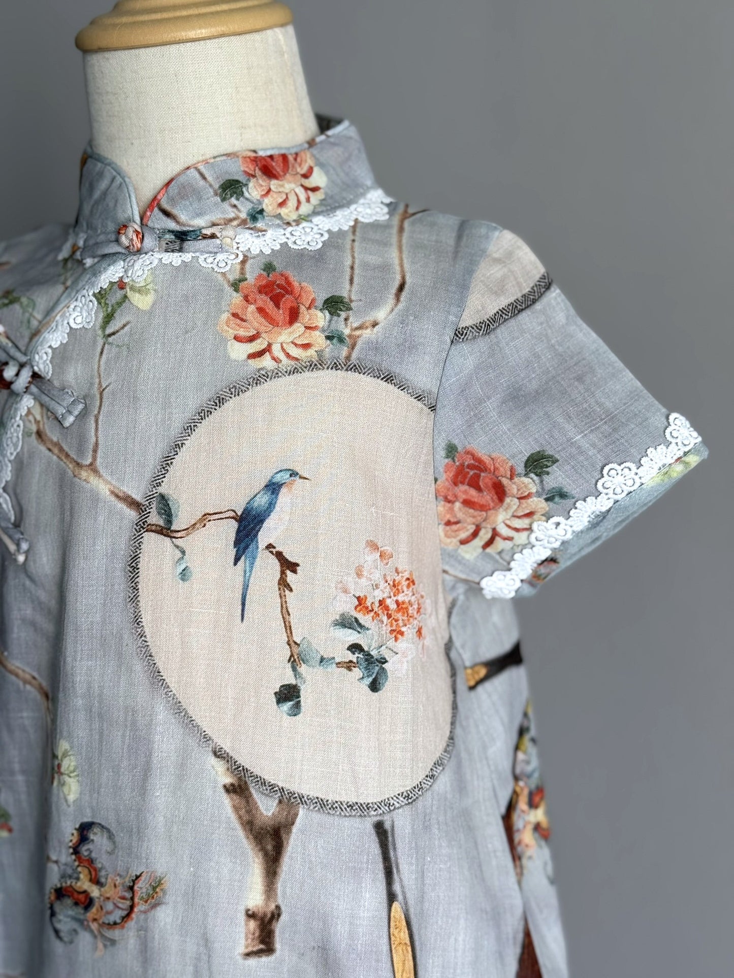 Baby Girl Round Fan Cheongsam Romper