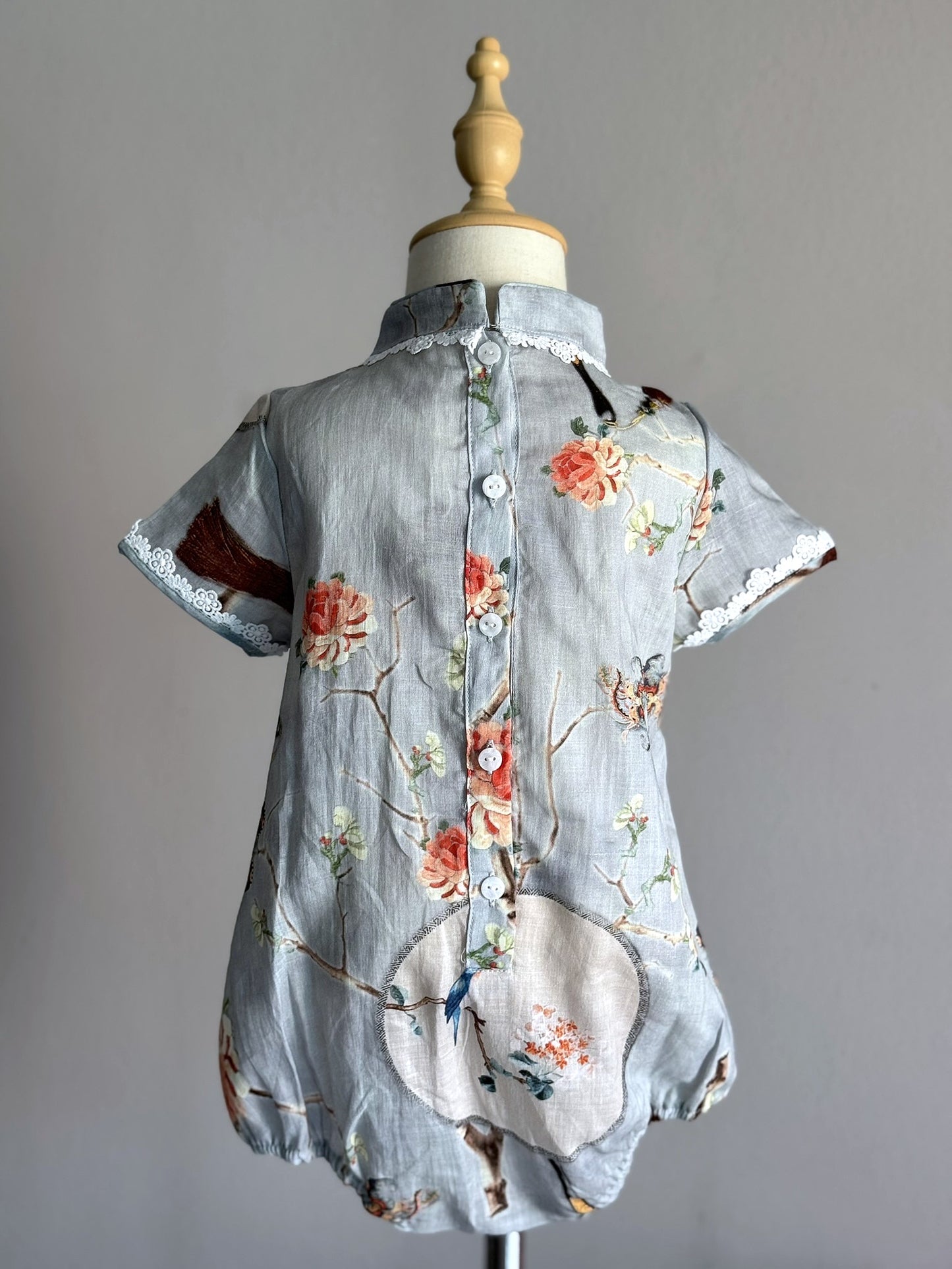 Baby Girl Round Fan Cheongsam Romper
