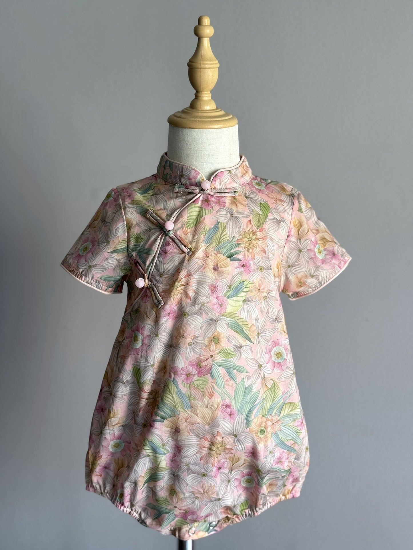 Baby Girl Pink Floral Cheongsam Romper