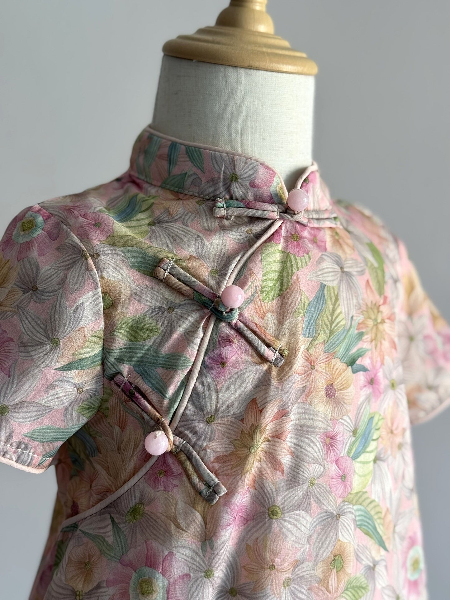 Baby Girl Pink Floral Cheongsam Romper
