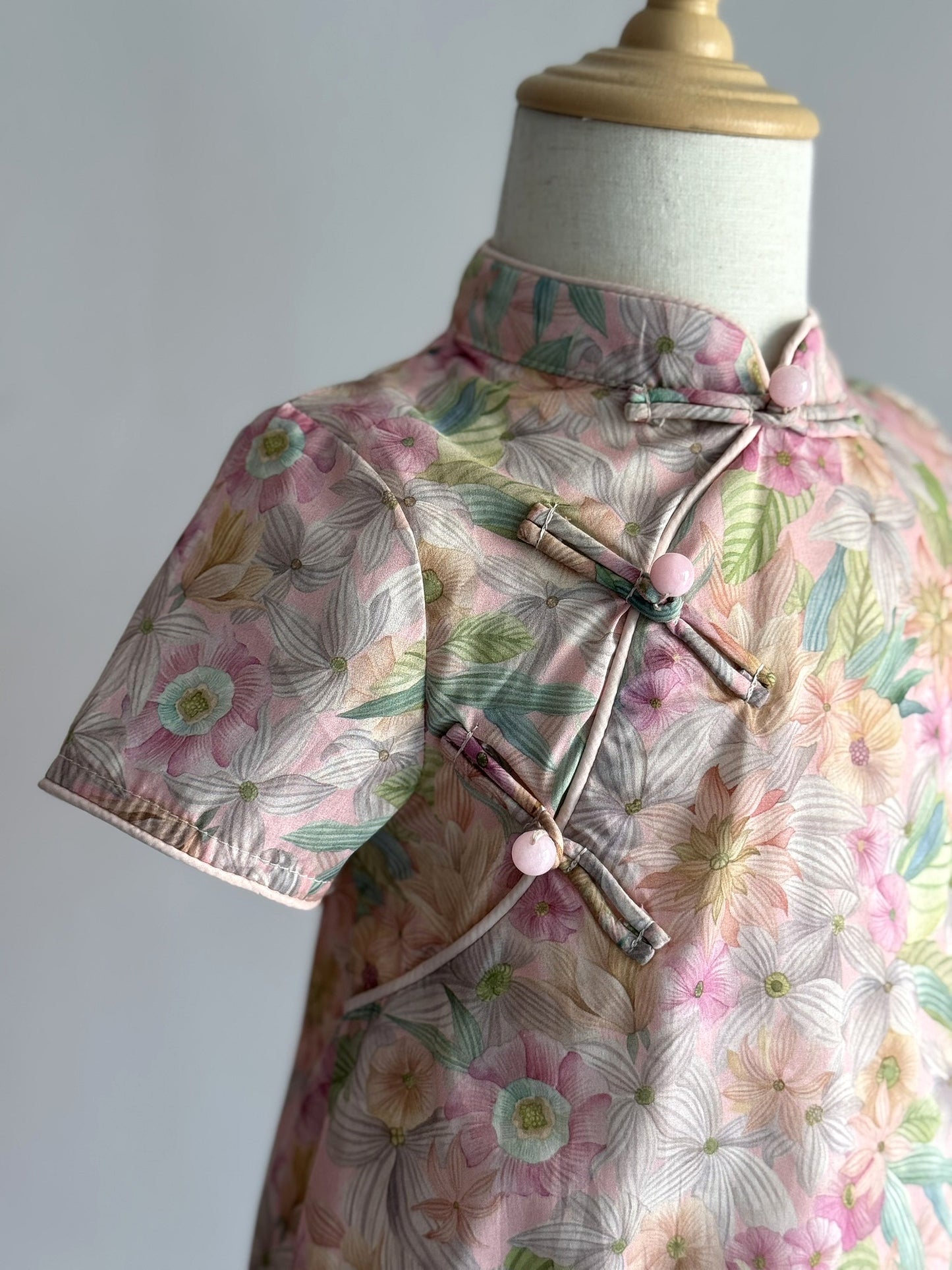 Baby Girl Pink Floral Cheongsam Romper