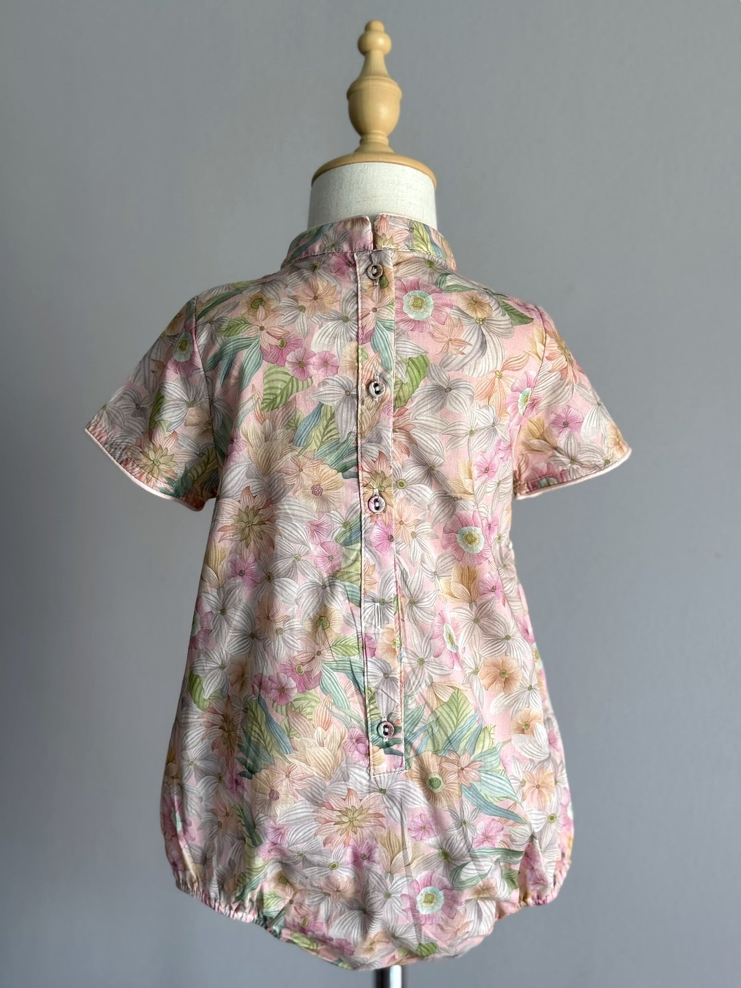 Baby Girl Pink Floral Cheongsam Romper