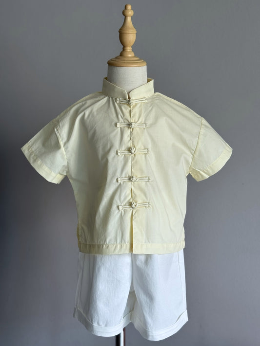 Boys Yellow Cheongsam Set (Top & Shorts)