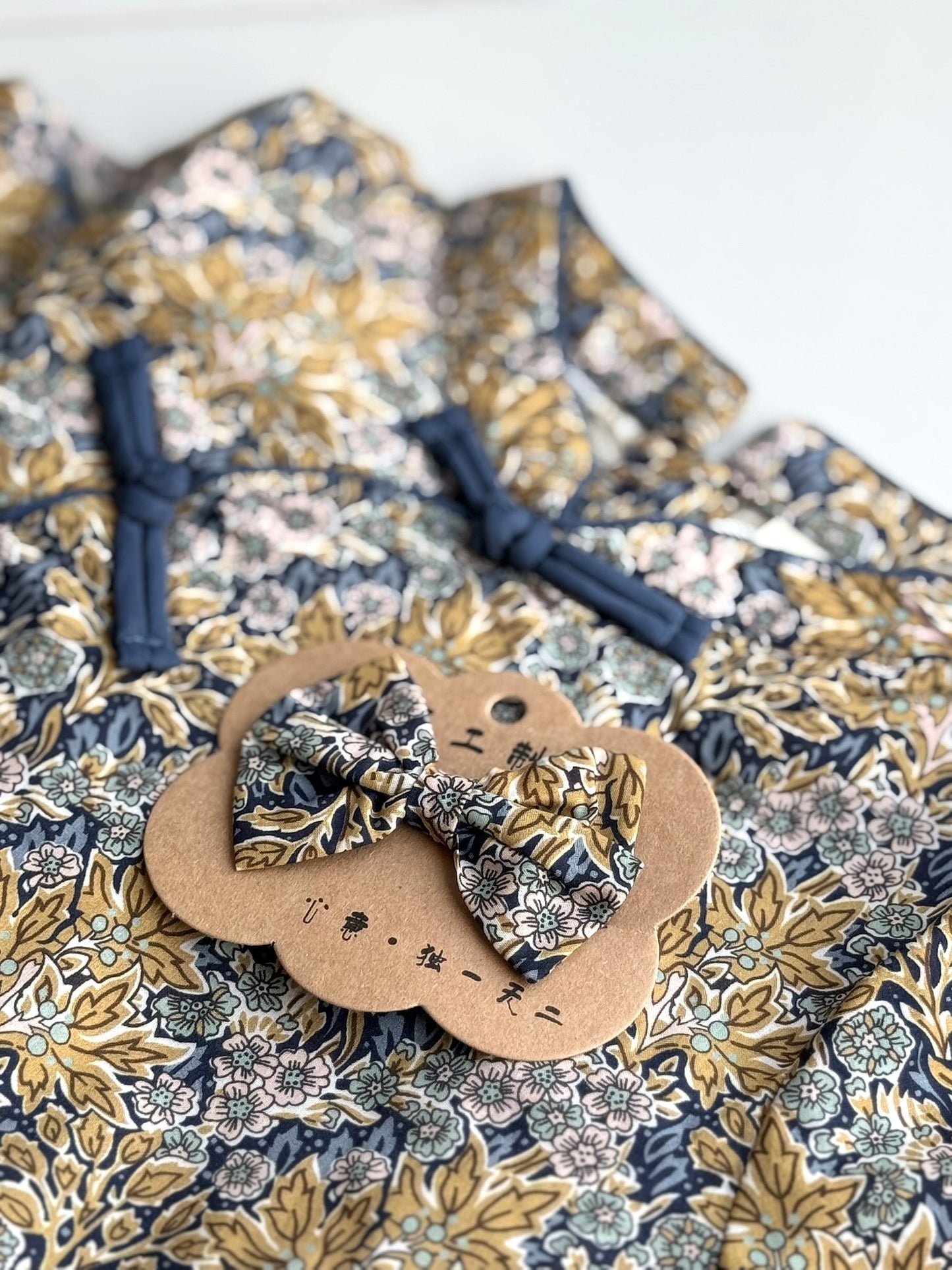 Baby Girl Turmeric Cheongsam Romper with Bow Hairclip