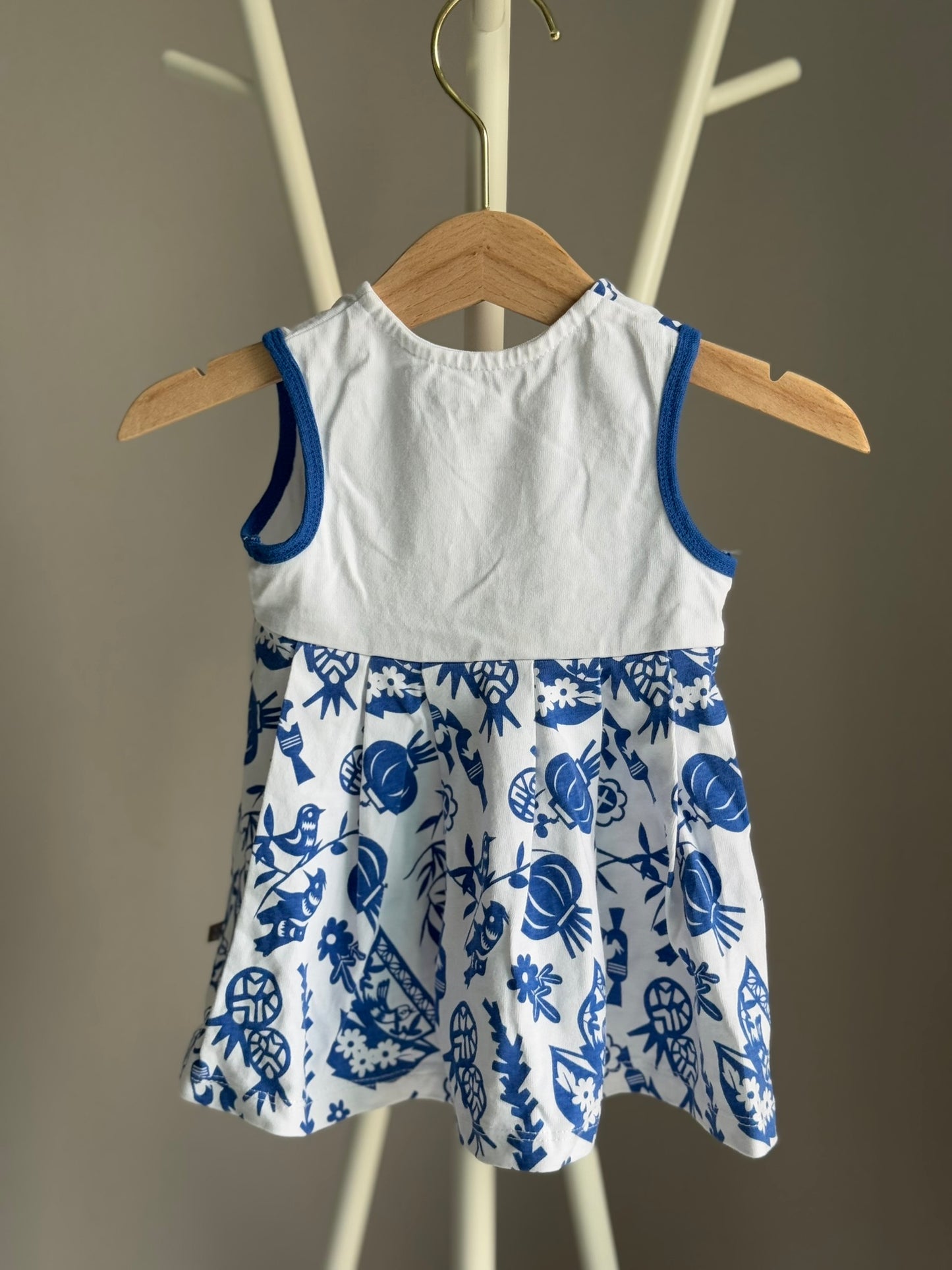 [Preloved] OETEO Baby Blue Paper Cutting Cheongsam Dress (3-6m)