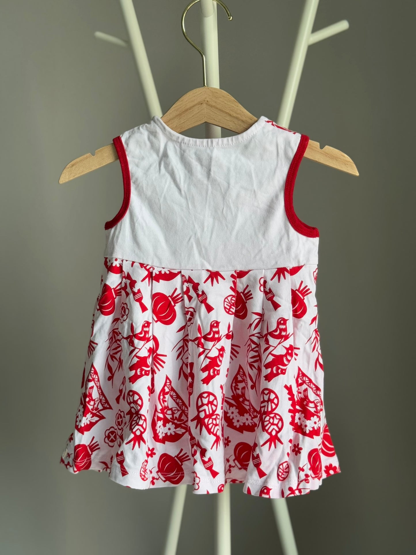 [Preloved] OETEO Baby Red Paper Cutting Cheongsam Dress (9-12m)
