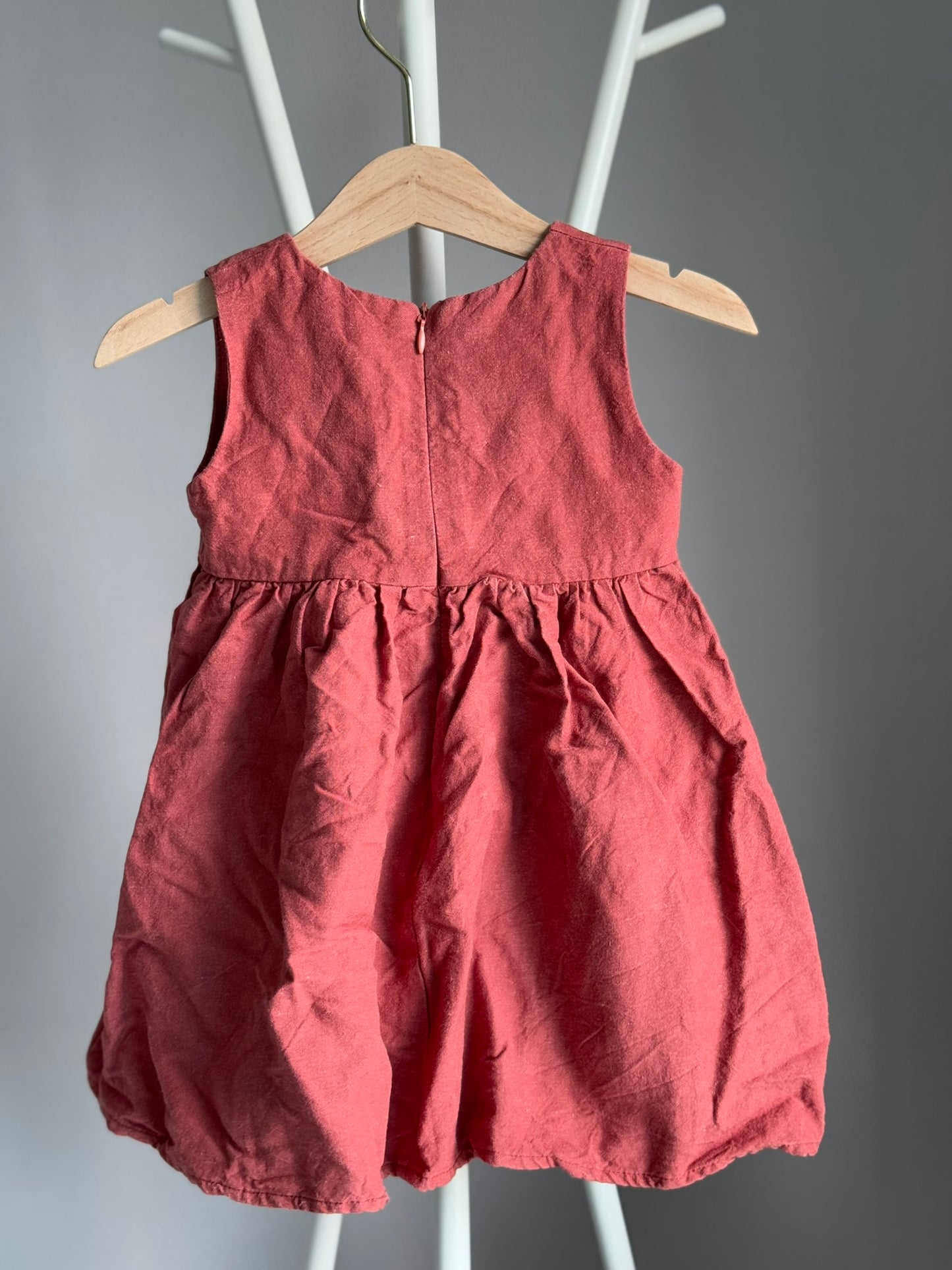 [Preloved] Merry Berry Wine Red Jade Linen Cheongsam Dress (1-2yo)