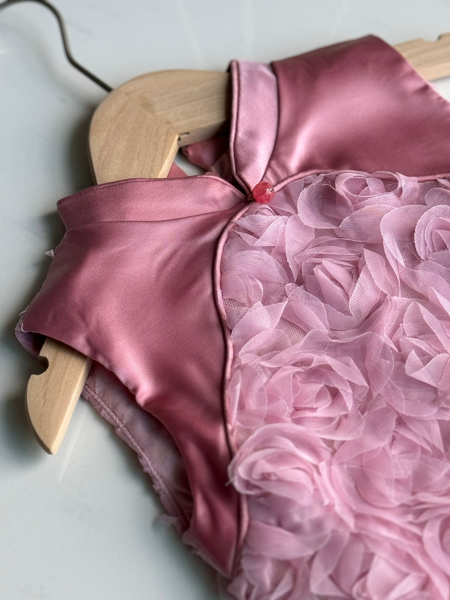 Girls Pink Rose Sleeveless Cheongsam Dress