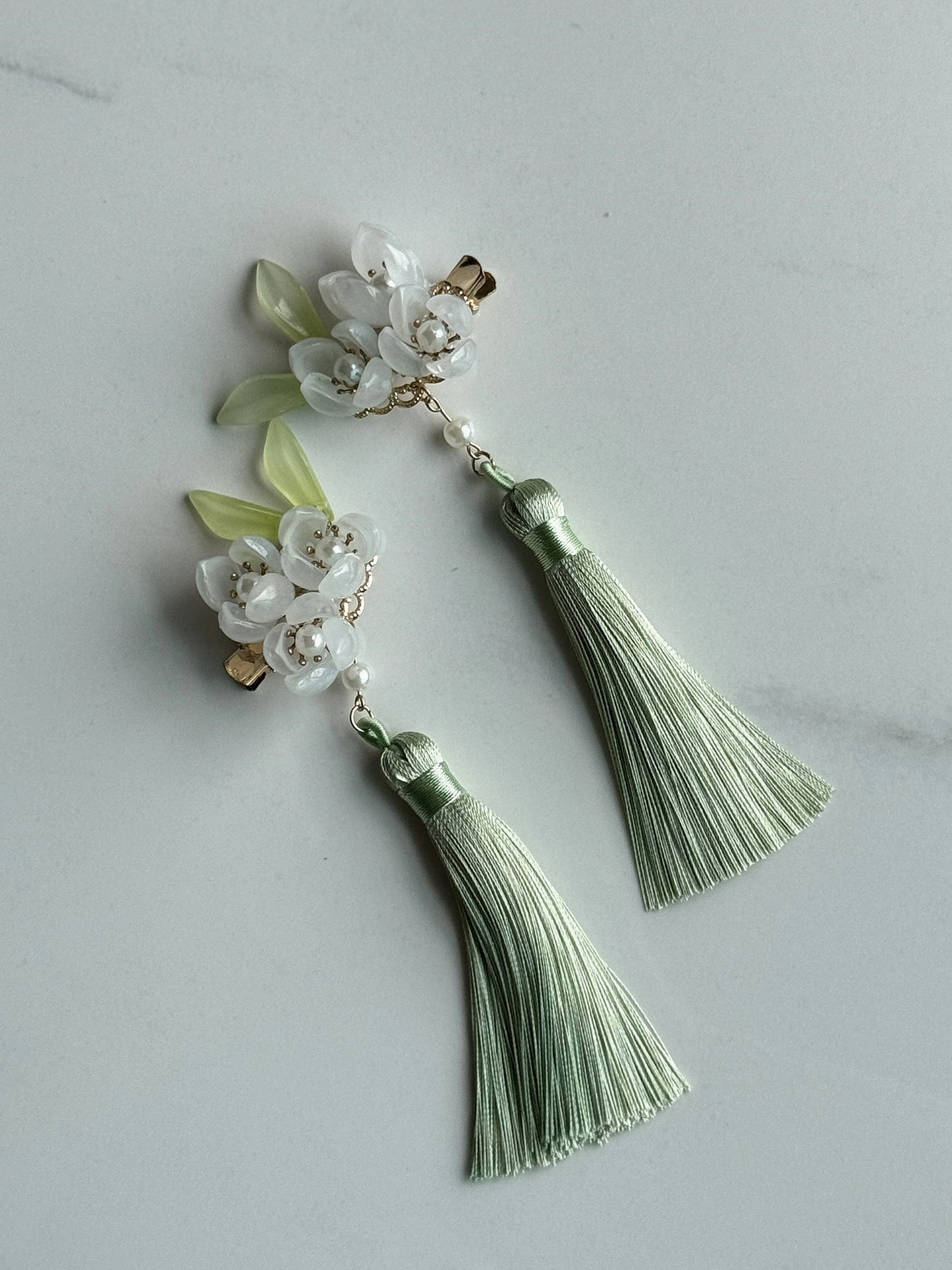 Chinese Style Glass Flower Hair Clips