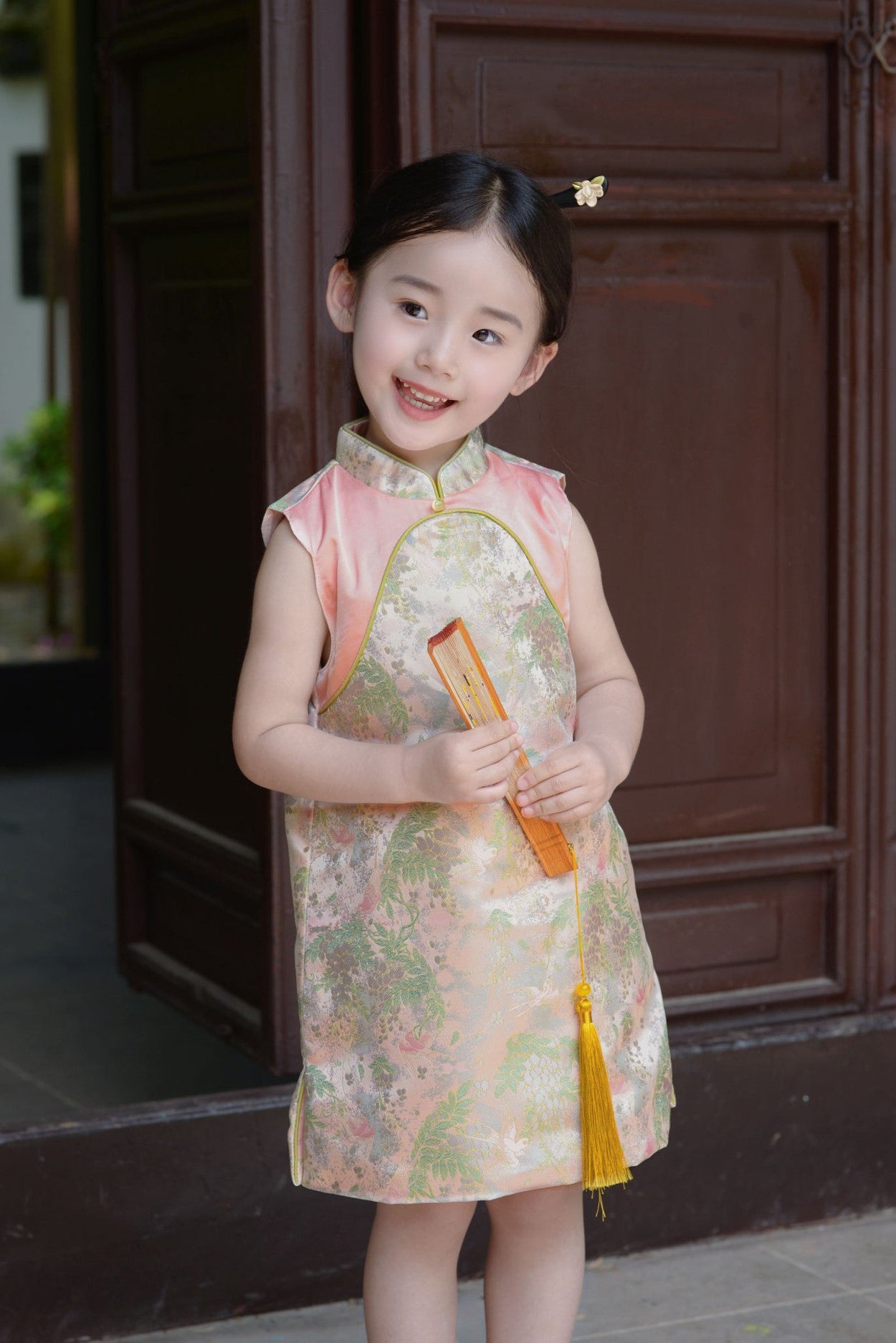 Girls Jade Pond Sleeveless Cheongsam Dress