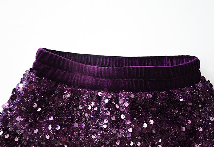 [PREORDER] Girls Soft Purple Cheongsam Vest with Sequin Skirt [NEW]